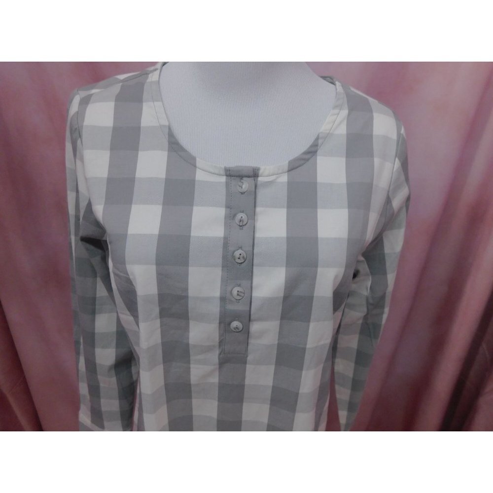 SALE NWT Christopher & Banks Petite Checkered Blouse Women Small Gray - Picture 2 of 14